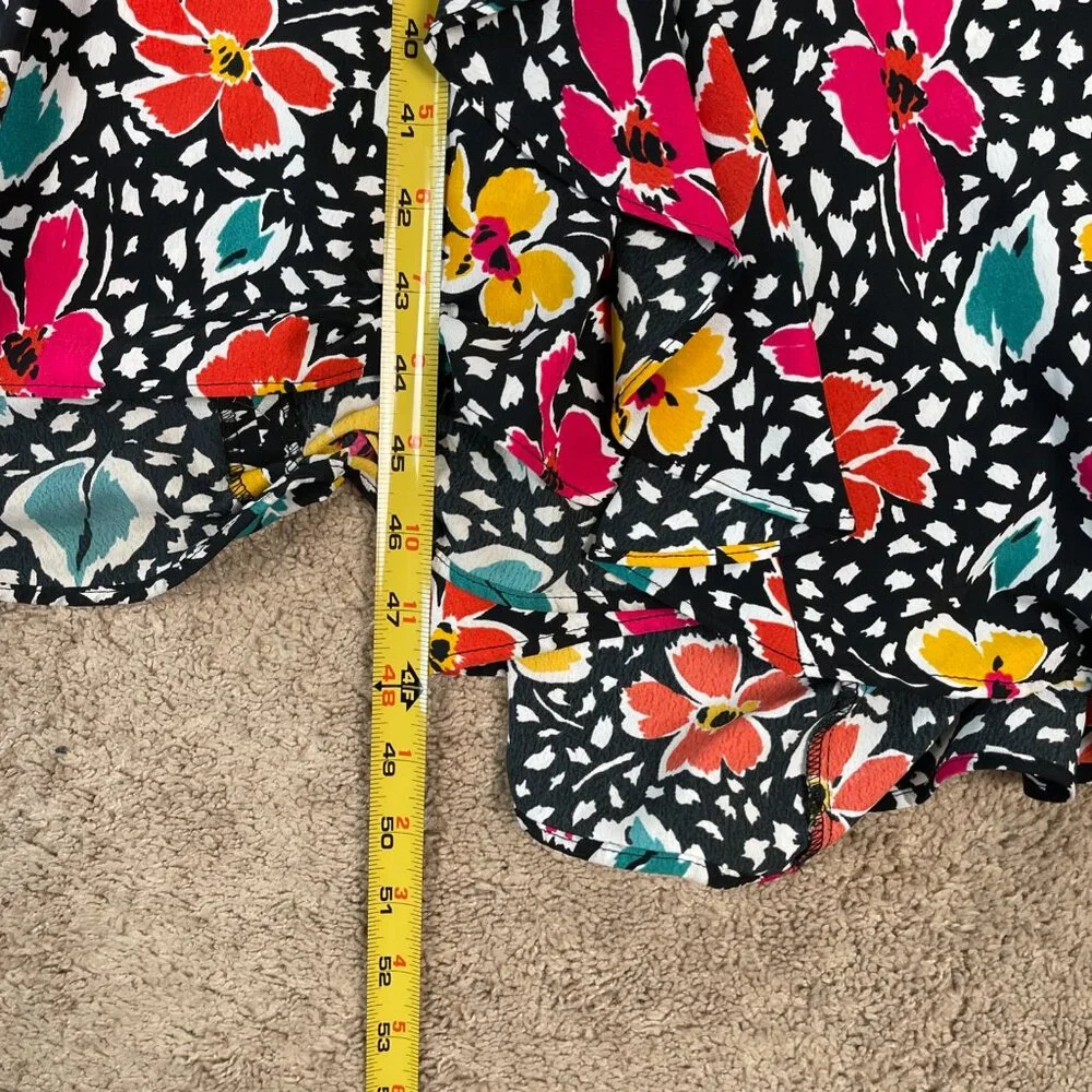 Topshop Dress Womens 6 Black Floral Pinafore Plunging Bloggers Influencer Midi - Picture 9 of 11